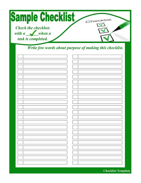 Tool Checklist Printable