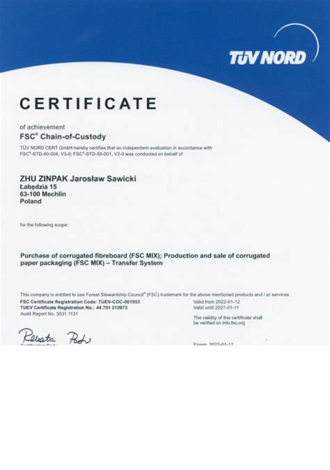 Certificates Zinpak