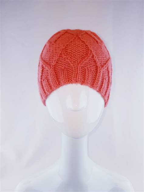 Woman Coral Knit Beanie Winter Heart Hat Daughter T Etsy Winter Knit Hats Coral Knit Hat