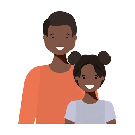 Padre Con Su Hija Sonriente Personaje Avatar Vector Premium