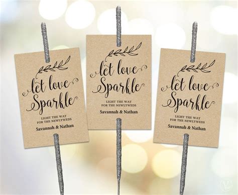 Sparkler Send Off Sign And Tags Set Printable Wedding Sparkler Etsy