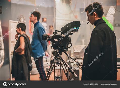 Scene Film Crew Team Filming Movie Scene Studio Group Cinema Stock