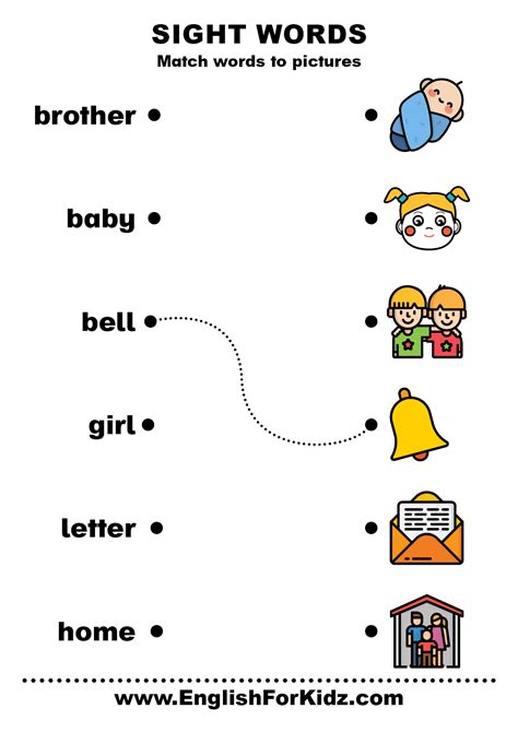 Matching Words To Pictures Worksheets