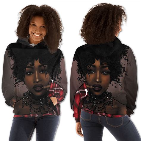 African American Hoodies Beautiful Afro American Girl Modern Afrocentric Clothing
