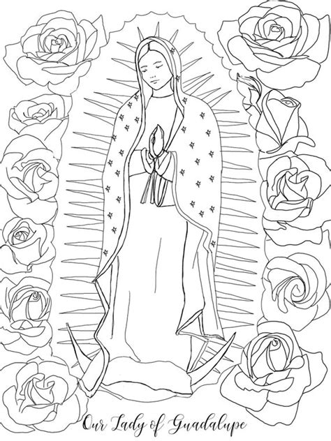 Our Lady Of Guadalupe Coloring Page Etsy