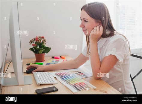 Designer Working With Colors Stock Photo Alamy