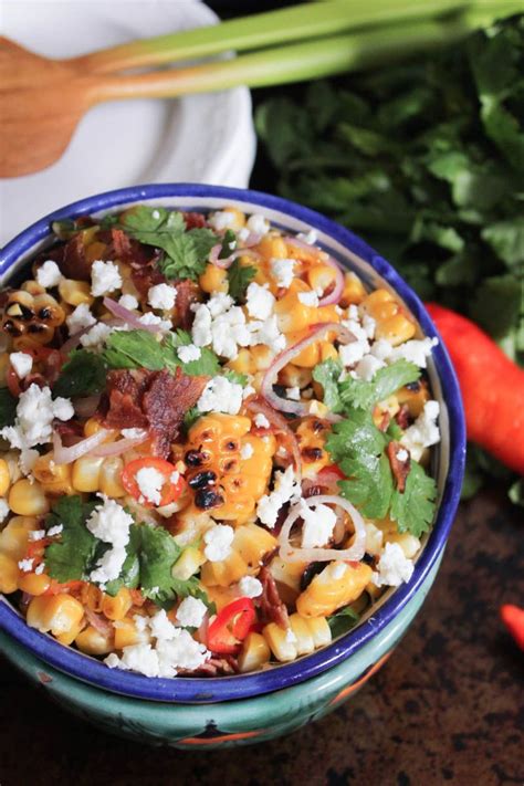 I use mexican crema instead of yogurt and add a little chili powder to the sauce. Charred Corn with Bacon, Chiles and Cheese (aka Mexican Street Corn Salad) | Recipe | Mexican ...