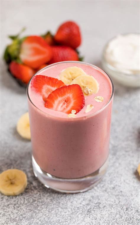 Greek Yogurt Smoothie With Strawberry Banana High Protein