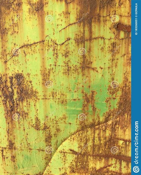 Worn Rusty Metal Texture Background Green Paint Flaking And Cracking
