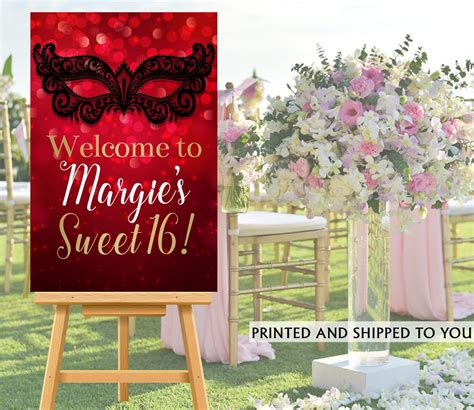Masquerade Party Welcome Sign Welcome To The Party Sign Red And Gold
