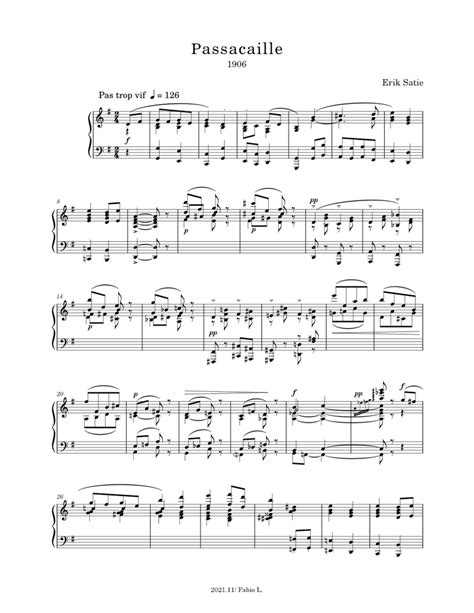 Satie Passacaille 1906 Piano Tutorial