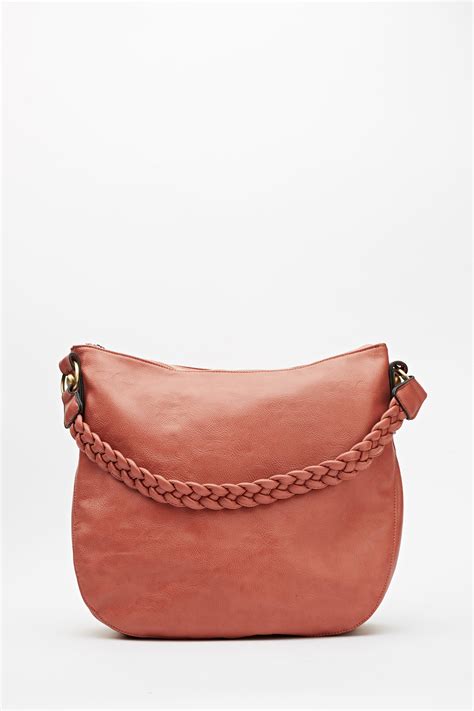 Faux Leather Braided Handle Handbag Just 7