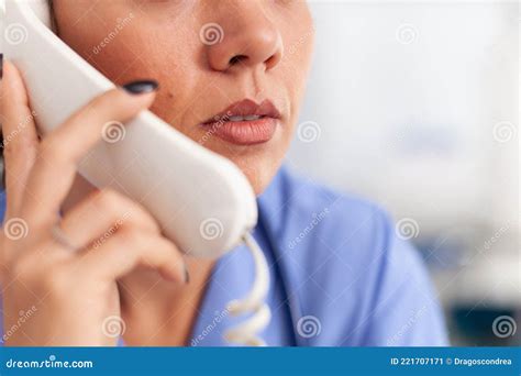 Medical Receptionist Answering Phone Calls Stock Image Image Of