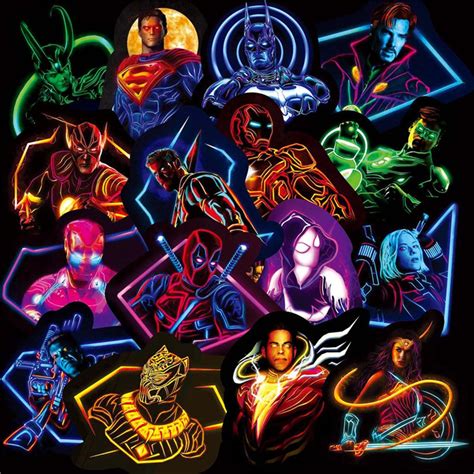 30 Pcs Neon Marvel Hero Laptop Waterproof Sticker