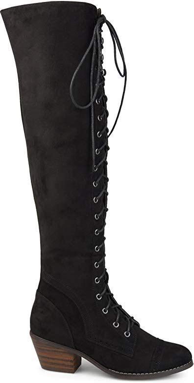 brinley co womens blitz faux suede regular and wide calf over the knee lace up brogue boots