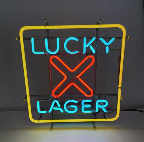 At Auction Lucky Lager Beer Neon Sign