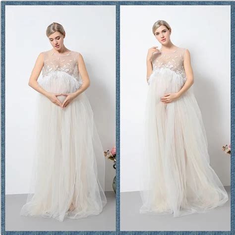 Clothes For Maternity Photography Props Maternity Lace Long White Dresses Sexy Pregnancy Clothes