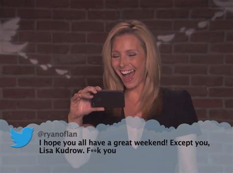 lisa kudrow from celebrity mean tweets from jimmy kimmel live e news