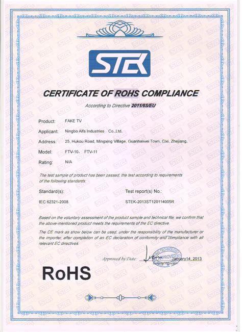 Rohs Compliant Certificate Template Best Professionally Designed