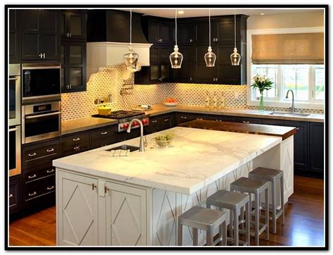 1) pair espresso cabinets with white. Espresso Kitchen Cabinets White Countertop - Small House ...