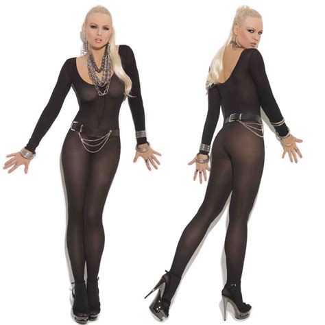 Sexy Lingerie Sleepwear Long Sleeve Body Stocking Crotchless Bodysuit Nightwear Ebay