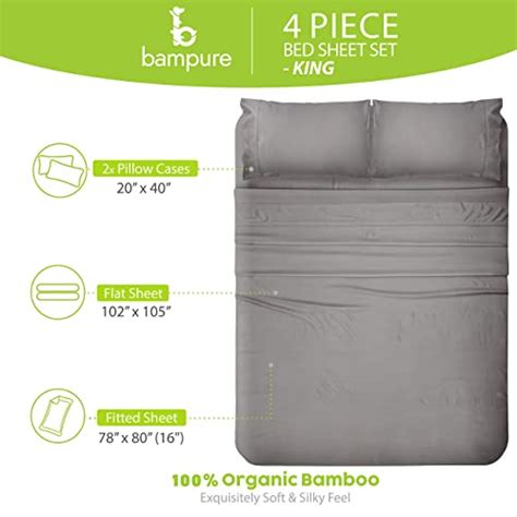 Bampure 100 Organic Certified Bamboo Sheets King 4 Piece Set