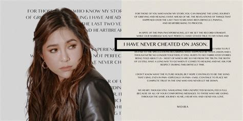 I Have Never Cheated On Jason Moira Dela Torres Sets The Record Straight In A Statement The