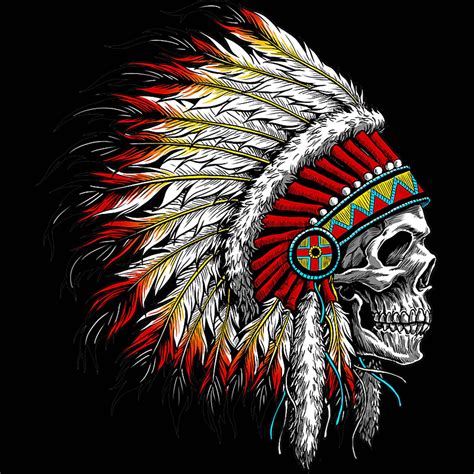 Native American Indian Chief Skull Motorcycle Headdress Etsy