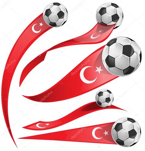 De ster is een vijfhoekige ster. Turkije vlag instellen met voetbal — Stockvector © Doom.ko ...