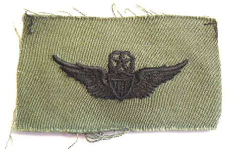 Nam War Era Us Army Master Helo Pilot Badge Emb On Subdued Uncut Twill