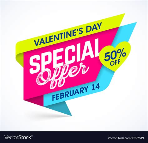 Valentines Day Special Offer Sale Banner Vector Image