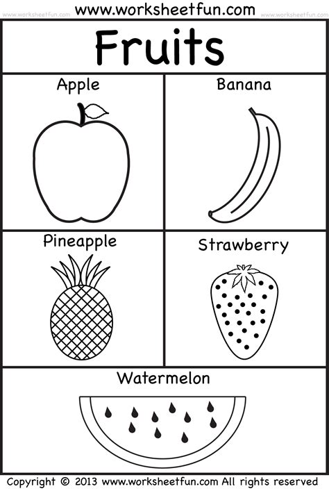 Get crafts, coloring pages, lessons, and more! Fruits Coloring and Tracing - 4 Preschool Worksheets ...
