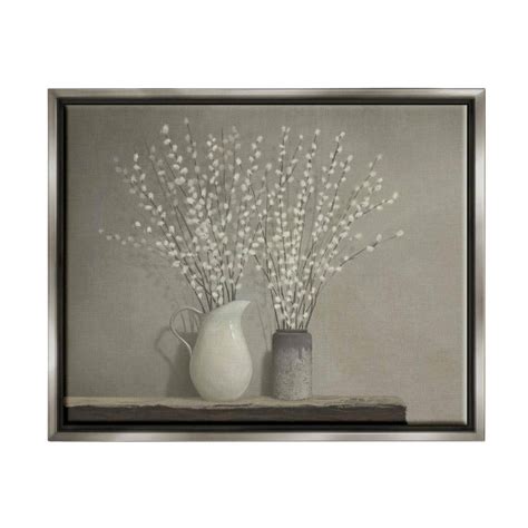 The Stupell Home Decor Collection Beautiful Willow Flower Neutral Grey