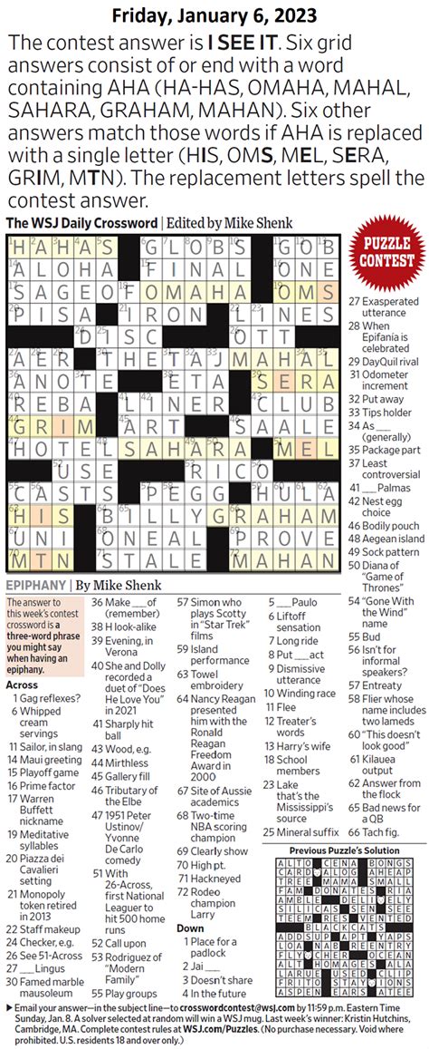 Past Wsj Crossword Contests And Solutions Page 5 Xword Muggles Forum