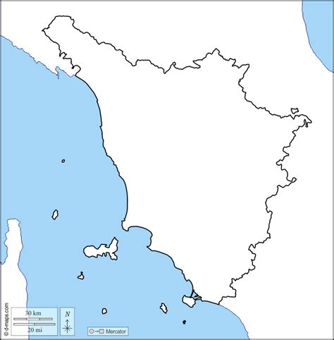 Toscana mappa gratuita, mappa muta gratuita, cartina muta gratuita litorali, limiti