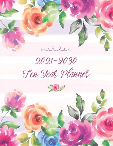 2021 2030 Ten Year Planner Beautiful Watercolor Yearly Goal Planner