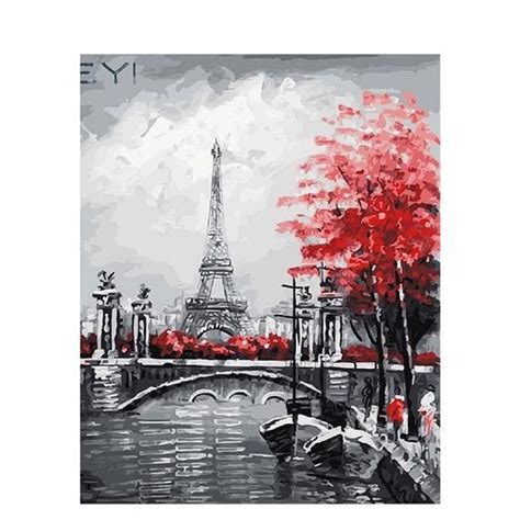 Paris Eiffel Tower Diy Paint By Number Kit Framed Unframed Etsy