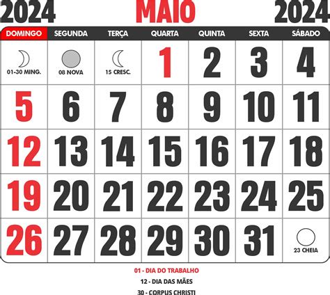 Calendário Maio 2024 Imagem Legal