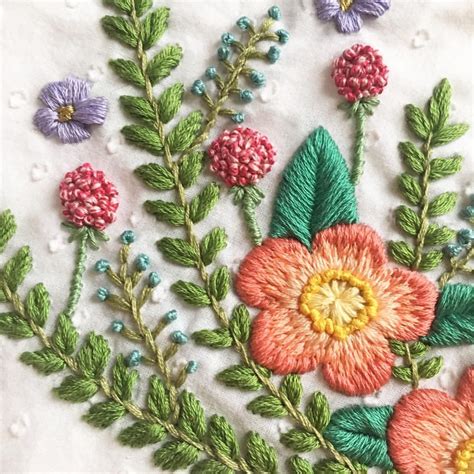 Hand Embroidered Flowers Hand Embroidered Flowers Hand Embroidered