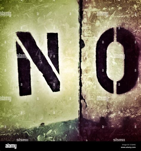 The Word No In Stencil Letters Stock Photo Alamy