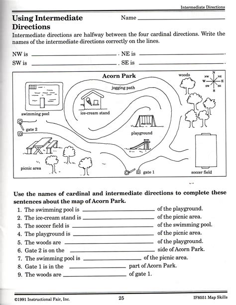 Cardinal And Intermediate Directions Worksheets