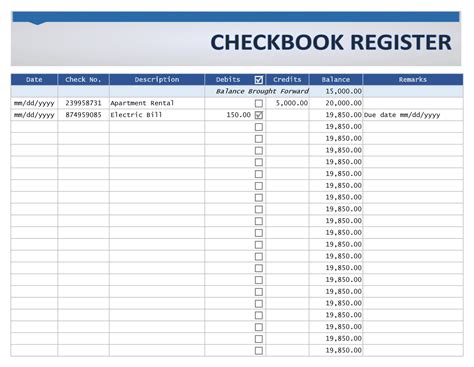 39 Checkbook Register Templates 100 Free Printable