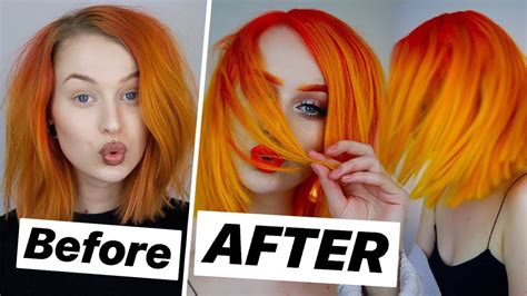 Hair Makeover At Home Bright Yellow Orange Ombre Evelina Forsell