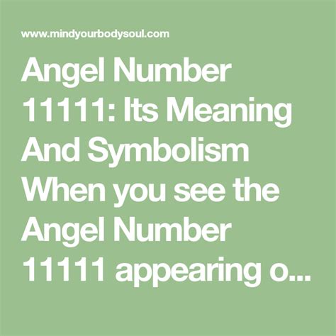 Angel Number 11111 Its Meaning And Symbolism In 2021 Meant To Be
