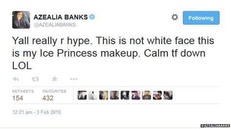 azealia banks explains white face twitter comment bbc news