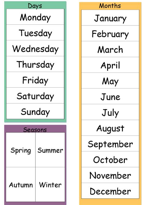 Today Is Dates Weather And Seasons Chart Mindingkids