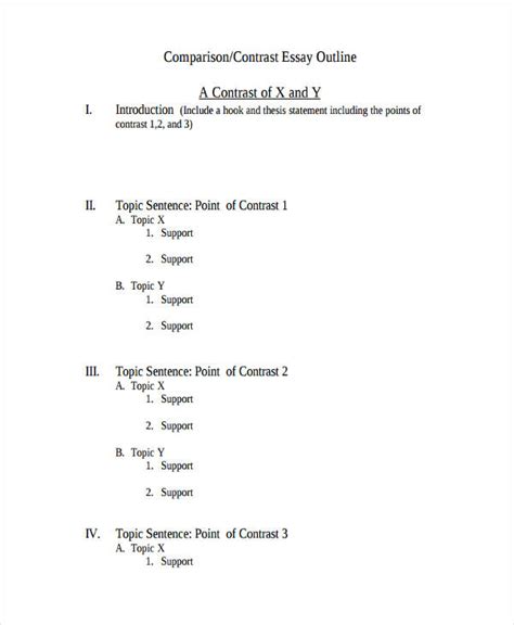 Compare And Contrast Essay Template