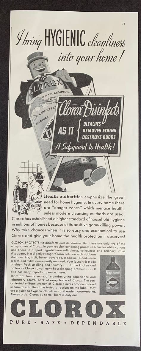 Vintage 1936 Clorox Bleach Print Ad Etsy