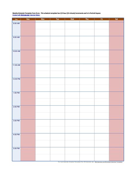 Hourly Schedule Printable Free Printable Templates