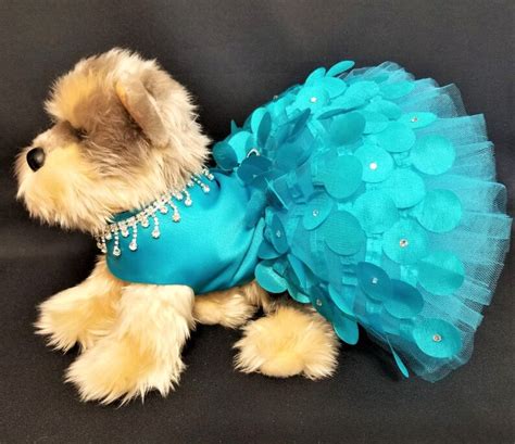Dog Dress Turquoise Dog Harness Dress Dog Tutu Dog Wedding Etsy